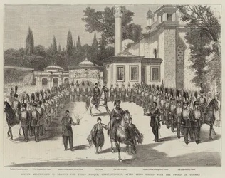 Sultan Abd-ul-Hamid II Leaving the Eyoub Mosque, Constantinople, After Being Girded with the Sword of Othman